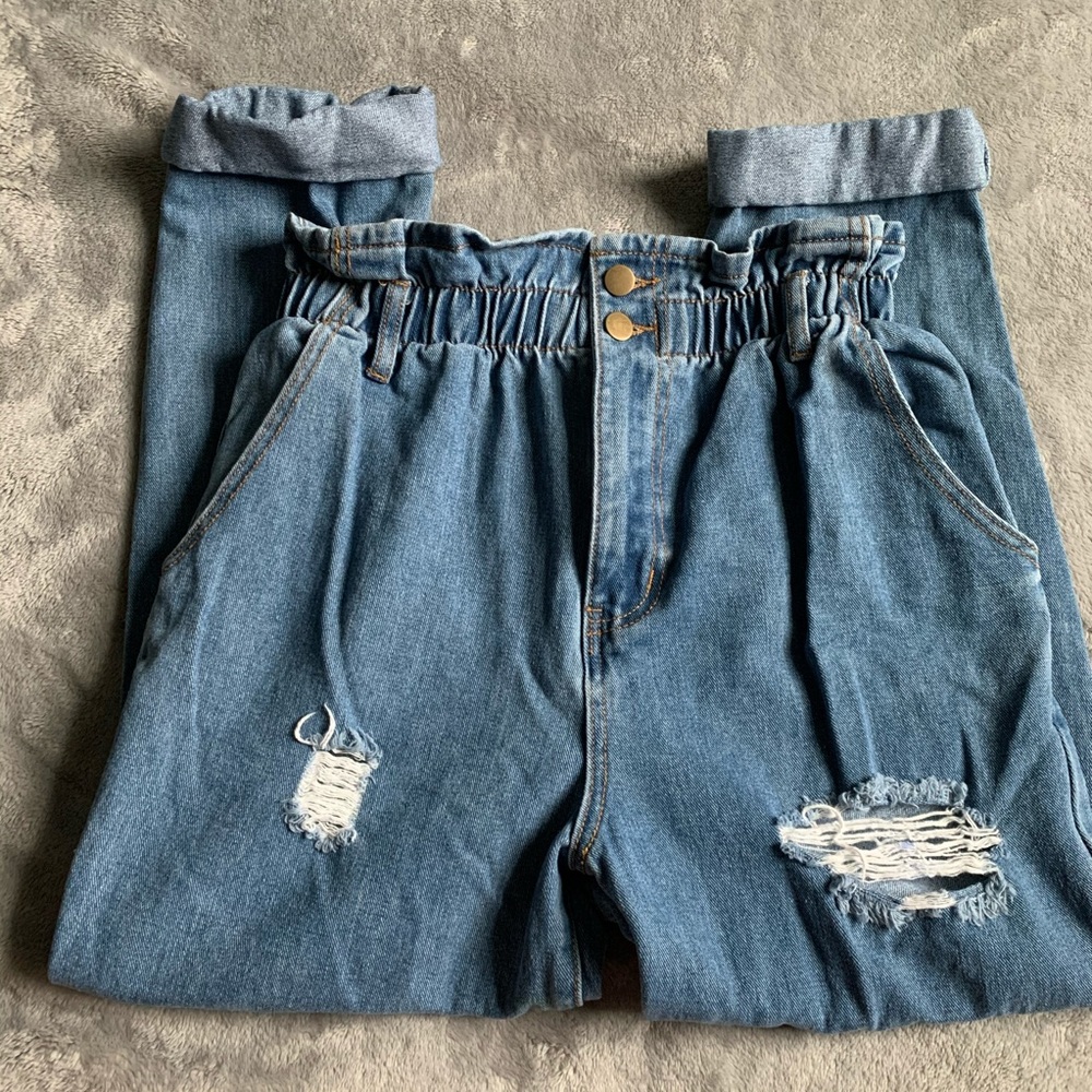 Distressed High-Waisted Jeans